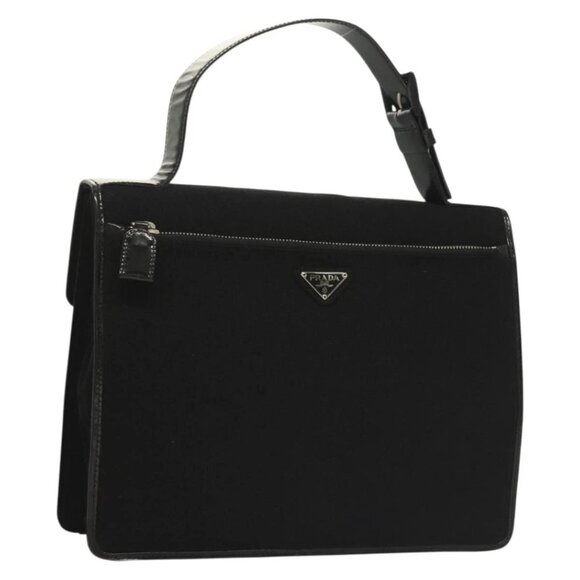 PRADA Hand Bag Canvas Black Silver Auth sw1249 - Picture 1 of 15